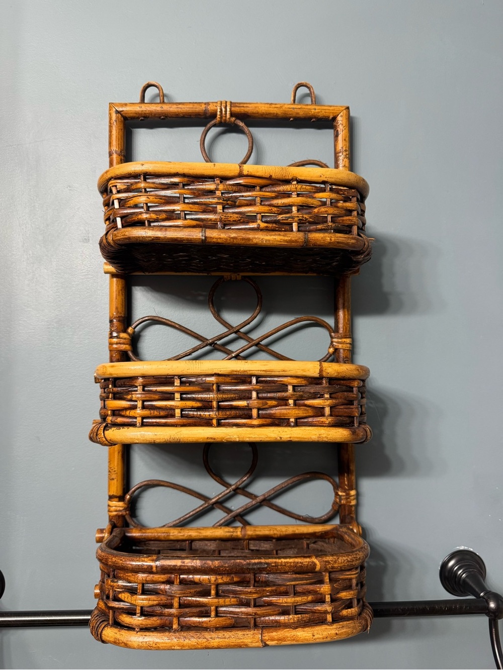 Three-Tier Woven Wall Shelf - Brown